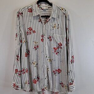 Beachlunchlounge Long Sleeve Button Down Floral Blouse Size L